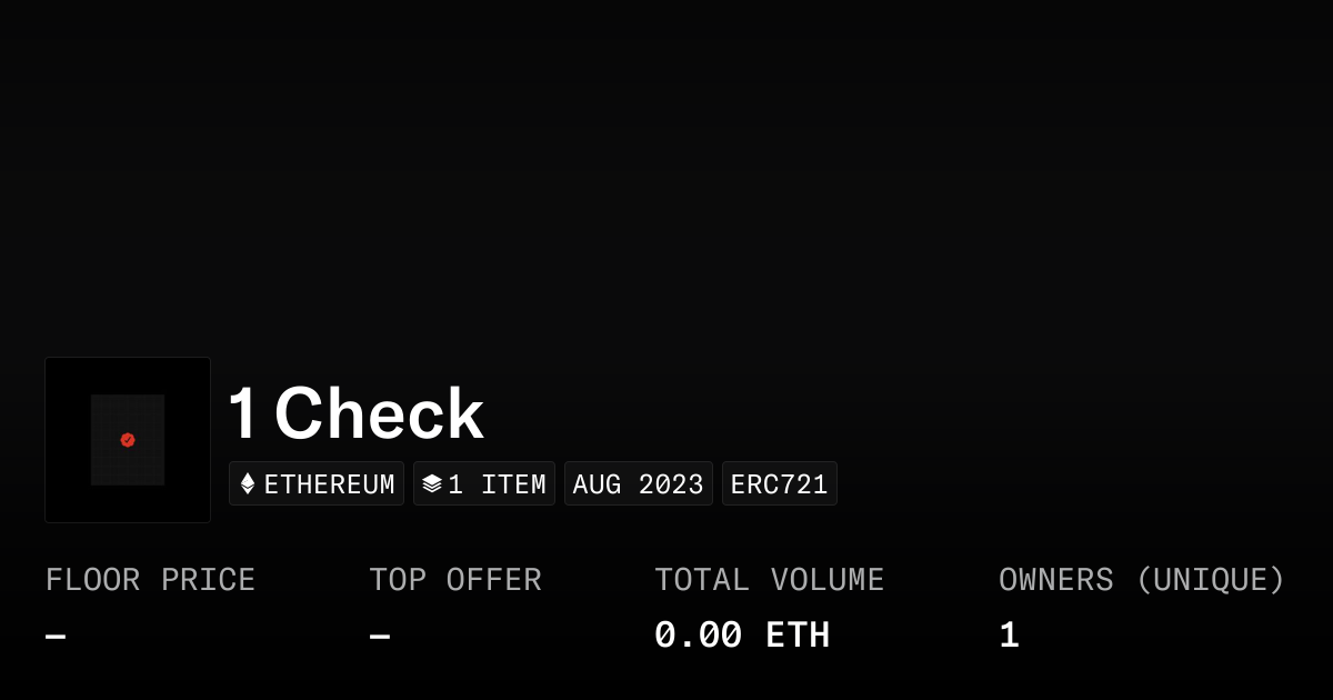 1 Check - Collection | OpenSea