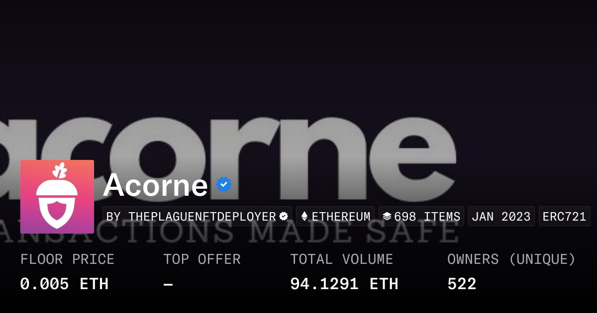 Acorne 0.0034 ETH - Collection | OpenSea