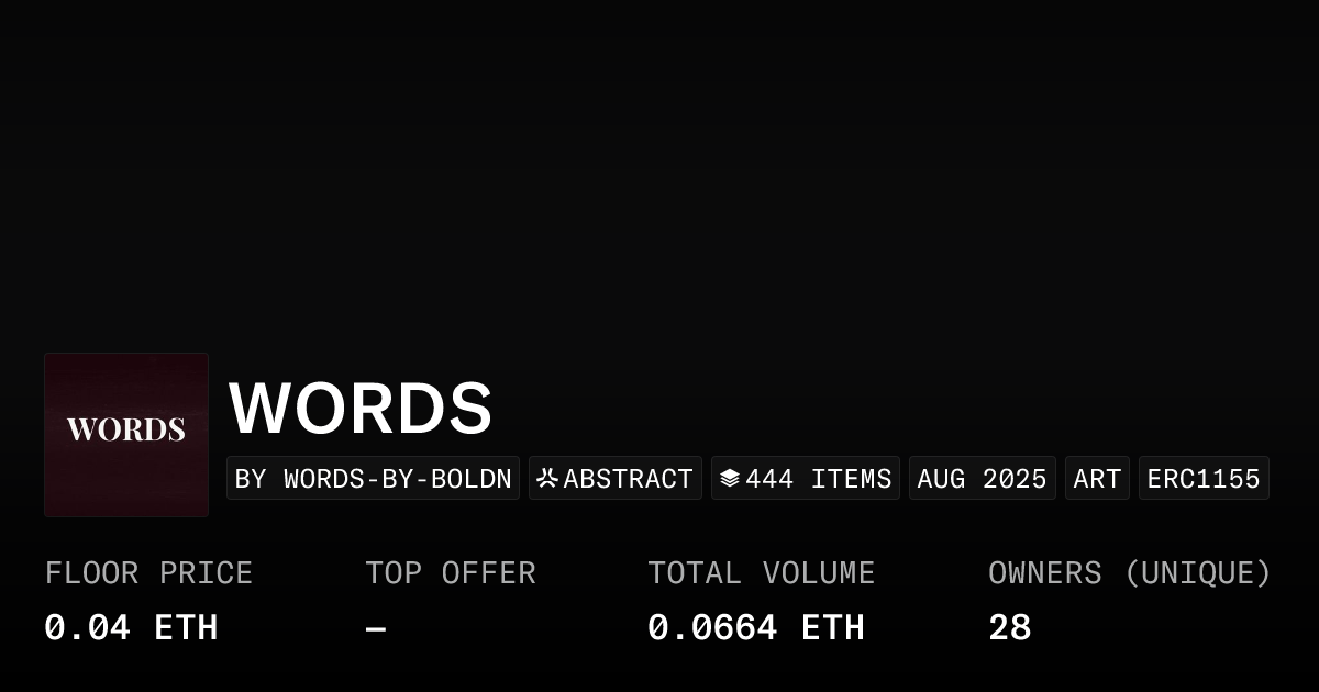 WORDS 0.04 ETH - Collection | OpenSea